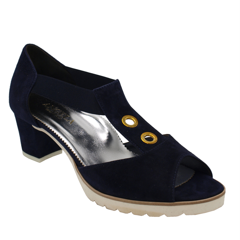 Sandali: Angela Calzature Numeri Speciali sandali in camoscio colore blu  tacco medio 4-7 cm Numero 43 numeri speciali
