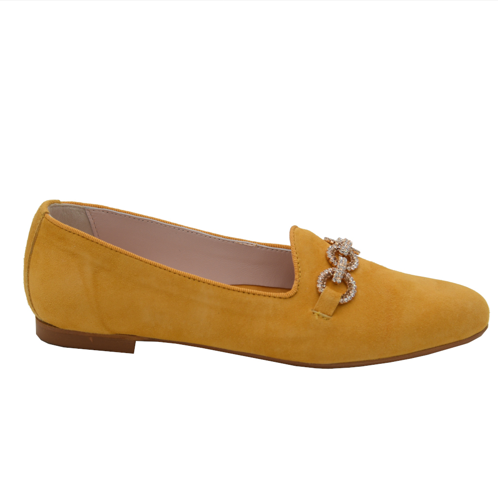 Loafers: Calzaturificio Lusar standard numbers Shoes Yellow chamois heel 1  cm