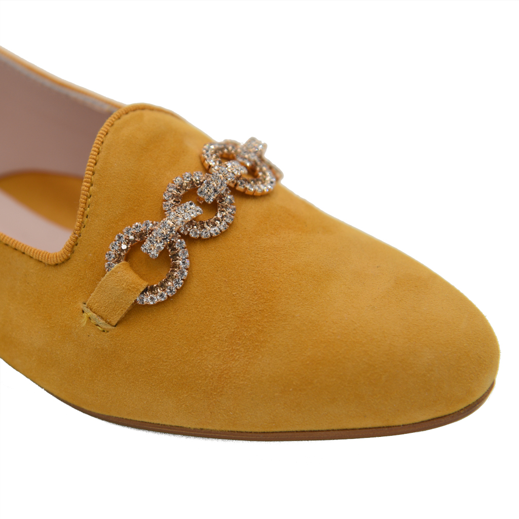 Loafers: Calzaturificio Lusar standard numbers Shoes Yellow chamois heel 1  cm