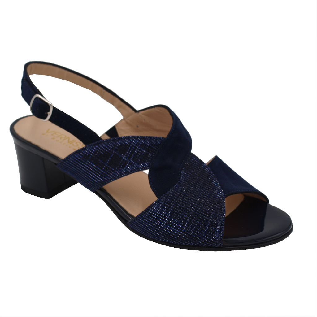 Sandali: Soffice Sogno sandali in vernice colore blu tacco basso 1-4 cm  numeri standard