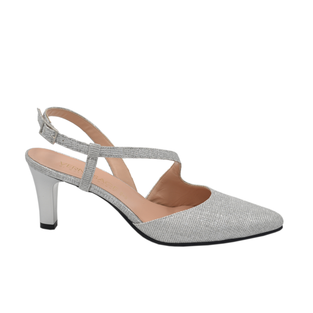 Sandali: Soffice Sogno Elegance sandali in tessuto colore argento tacco  medio 4-7 cm Tomaia Esterna in Galassia numeri standard