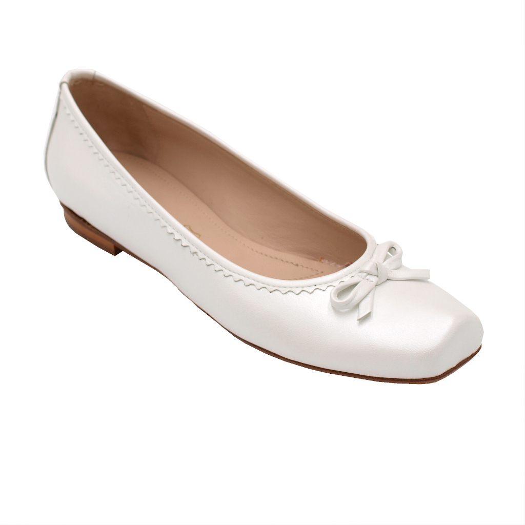 Decoltè: Angela calzature Sposa ballerine in pelle colore bianco tacco  basso 1-4 cm da Sposa Numeri 42/43 numeri speciali