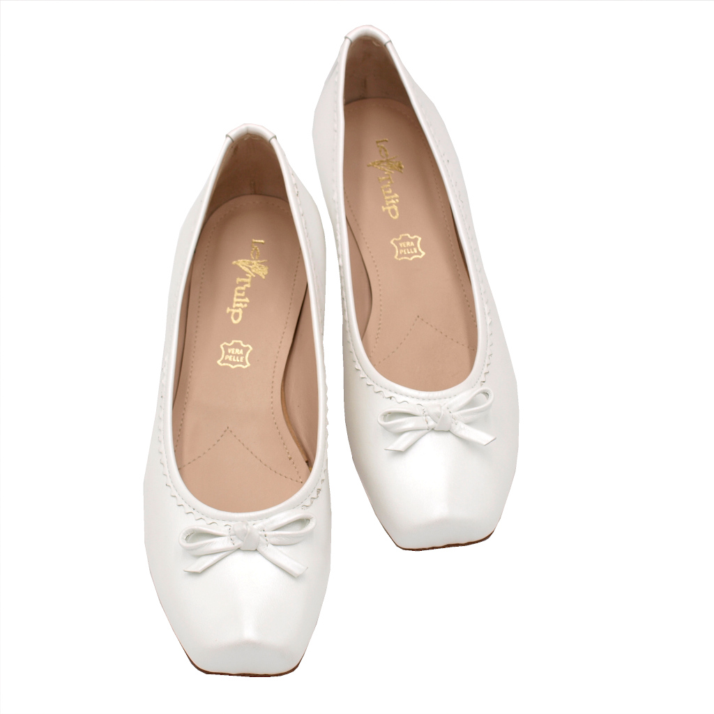 Decoltè: Angela calzature Sposa ballerine in pelle colore bianco tacco  basso 1-4 cm da Sposa Numeri 42/43 numeri speciali
