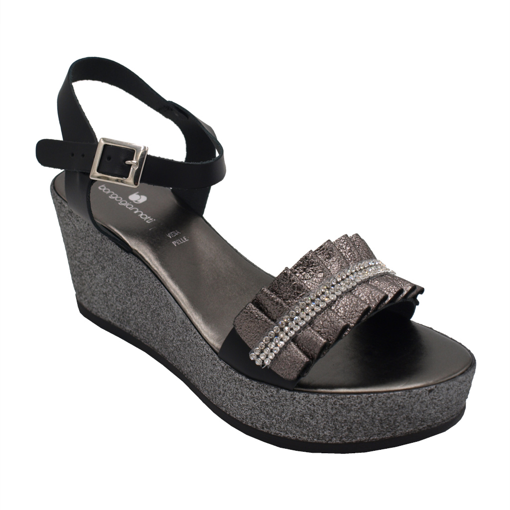 Sandals: Borgo Giannotti standard numbers Shoes black ecopelle heel 7 cm
