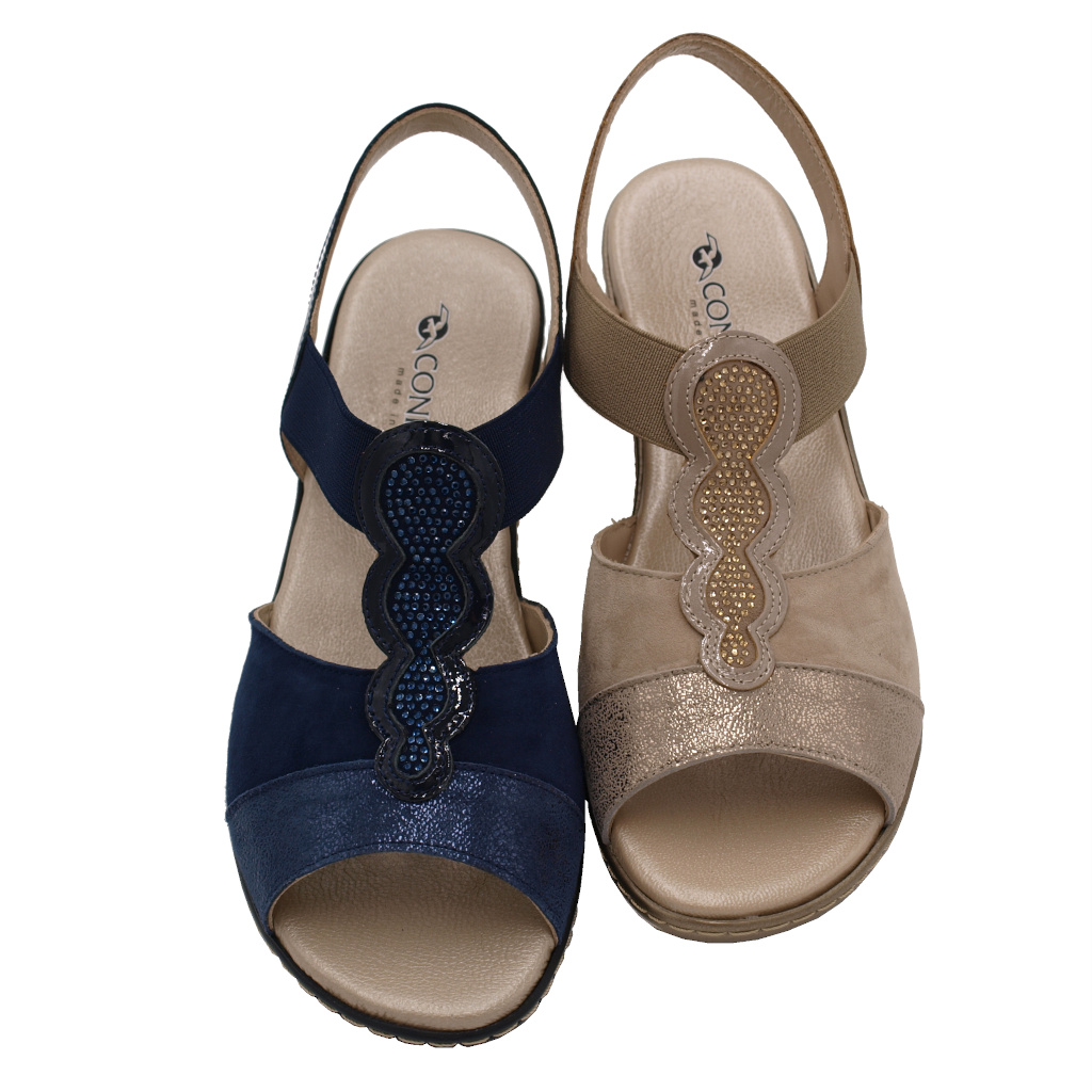 Sandali: Confort sandali in pelle colore blu tacco basso 1-4 cm numeri  standard