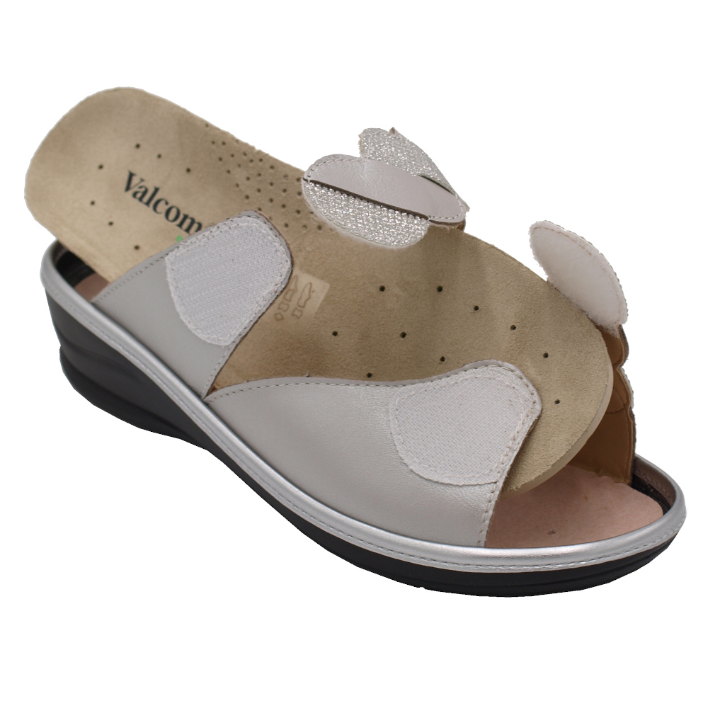 Open slippers: Calzaturificio Valconfort standard numbers Shoes Grey  leather heel 3 cm