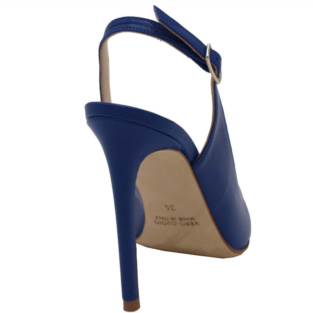 Sandali: Angela Calzature Elegance sandali in pelle colore bluette tacco  alto 8-11 cm Numero 34 tacco 11cm numeri speciali