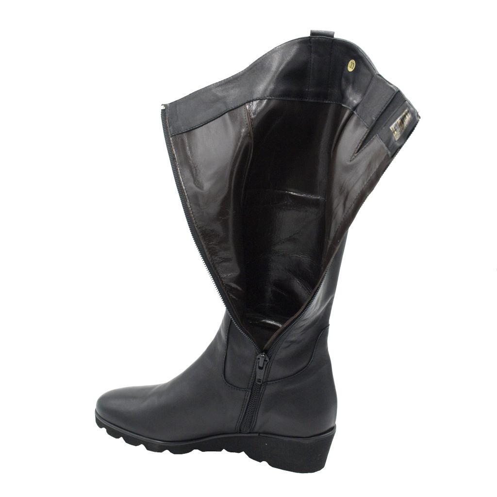 Stivali: Angela Calzature Numeri Speciali stivali a metà polpaccio in pelle  colore nero tacco basso 1-4 cm nr 33, 42, 43 numeri speciali