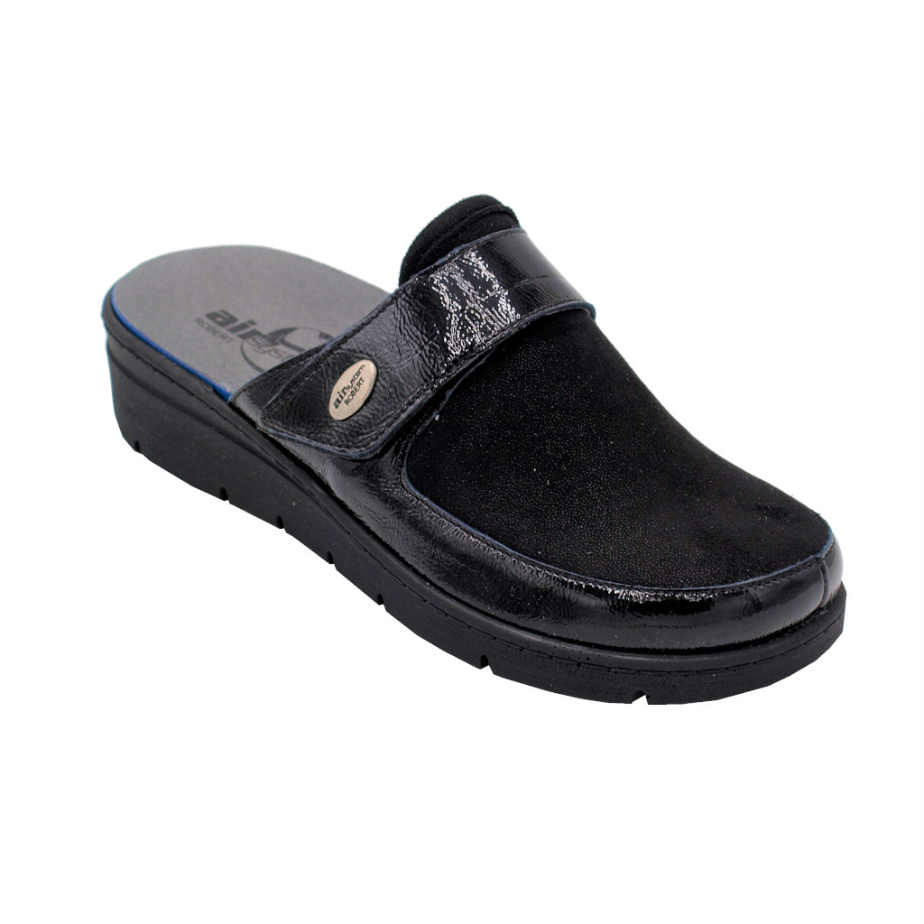 Ciabatte chiuse: Robert pantofole ciabatte in tessuto colore nero tacco  basso 1-4 cm numeri standard