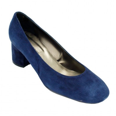 Angela Calzature Numeri Speciali special numbers Shoes Blue chamois heel 5 cm