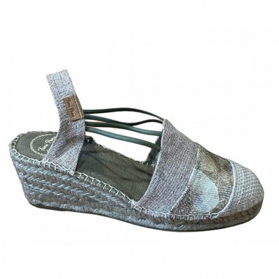 Toni Pons TOURS espadrillas sandalo donna in corda caqui verde patchwork