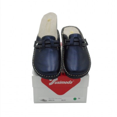 SUSIMODA pantofole ciabatte in pelle colore blu tacco basso 1-4 cm   fino al numero 42     