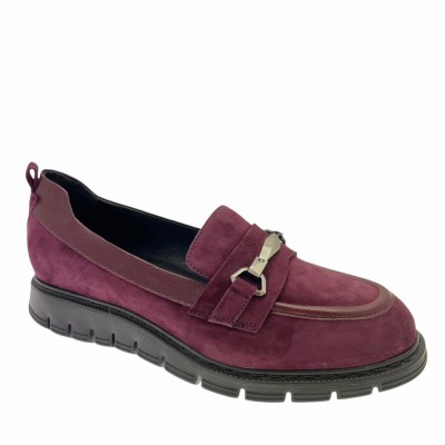 DONNA SOFT DS11220 scarpa donna mocassino camoscio bordeaux