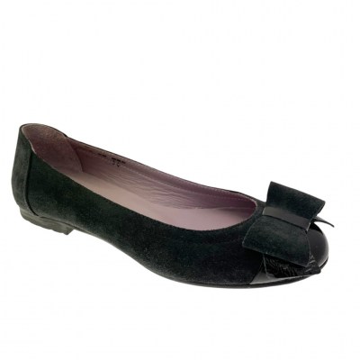 PAPERINA ballerina flat shoe bicolore grigio nero fiocco 34