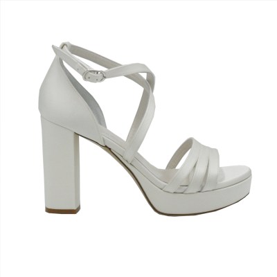 Sandali: Angela calzature Sposa sandali in raso colore avorio tacco alto  8-11 cm