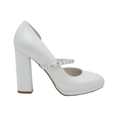 Angela calzature Sposa decollete in pelle colore bianco tacco alto 8-11 cm   dal 33,34 donna     