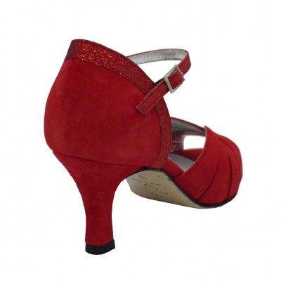 Angela Calzature Ballo  Shoes Red chamois heel 6 cm