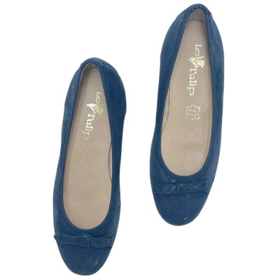Angela Calzature Numeri Speciali special numbers Shoes Blue chamois heel 1 cm