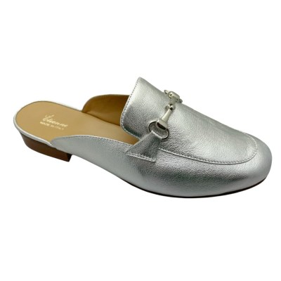 ETIENNE  scarpa donna mocassino sabot con morsetto argento made in Italy