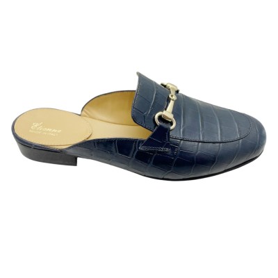 ETIENNE  scarpa donna mocassino sabot con morsetto  blu stampato made in Italy