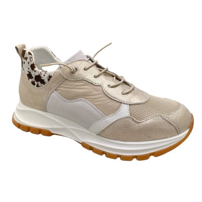 Calzaturificio Loren C3994  scarpa per donna  sneaker slipon beige soletta estraibile platino