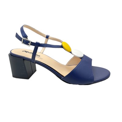 MELLUSO sandalo per donna multicolore blu con bottone tacco 41 e 42