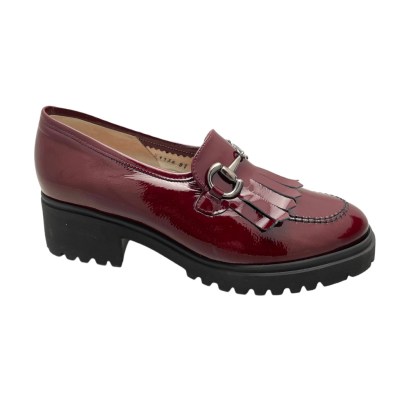 CALZATURIFICIO LOREN A1136 mocassino scarpa donna vernice bordeaux morsetto