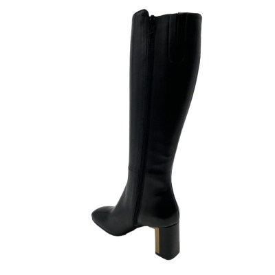 Angela Calzature Elegance stivali al ginocchio in pelle colore nero tacco medio 4-7 cm   donna dal 34 al 42 numeri speciali    