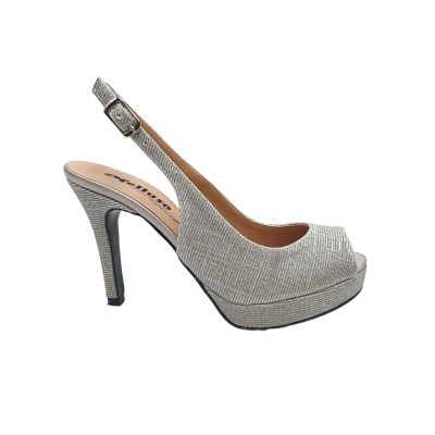Sandali: Melluso Elegance sandali in tessuto galassia colore argento tacco  alto 8-11 cm numeri 33,34 donna numeri speciali