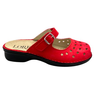Loren M2985 pantofola sandalo ciabatta rosso regolabile con trafori soletta estraibile