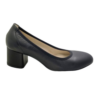 MELLUSO D100 decoltè scarpa donna  pelle nero elasticizzato tacco blocchetto 33 34 42