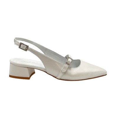 Angela calzature Sposa decollete in pelle perlata colore bianco tacco basso 1-4 cm   made in italy sposa     