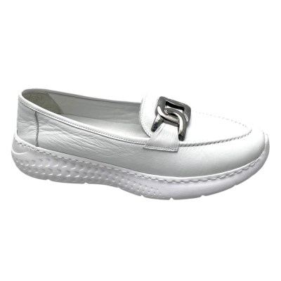 MELLUSO WALK K35218 accollato slip on per donna bianco mocassino SNEAKER fibbia