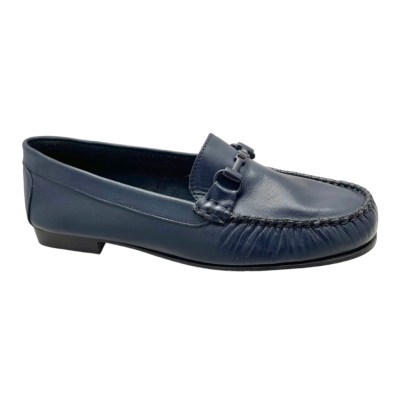 MELLUSO  mocassino scarpa donna con morsetto blu indianino slipon accollato