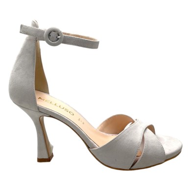MELLUSO linea Elegance E1810 sandalo per donna a stile vintage  grigio perla con  plateau e cinturino ballo 34