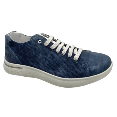 MELLUSO WALK sneaker scarpa per uomo scamosciata a costine lacci soletta estraibile blu JEANS