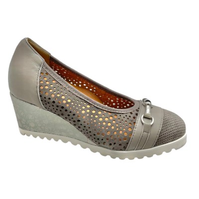 SHOES4ME scarpa per donna decolte con zeppa alta grigio traforato numeri piccoli 31 32 33 34