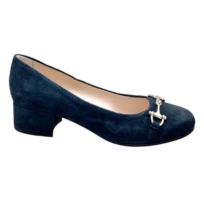 ETIENNE 206 scarpa per donna decoltè ballerina paperina blu con morsetto made in Italy 41 42