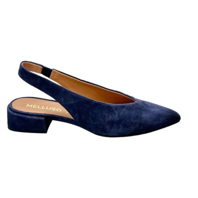 MELLUSO D156 decoltè scarpa donna sling back di grande effetto scollo a cuore blu 33 34 42 43 44