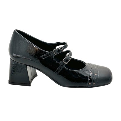 MELLUSO V5720 Mary Jane scarpa  per donna con laccetti  vernice nero  33 34 35 36 37 38 39 40 41 42 vintage