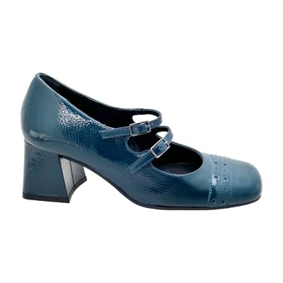MELLUSO V5720 Mary Jane scarpa  per donna con laccetti  vernice petrol  36 37 38 39 40 vintage