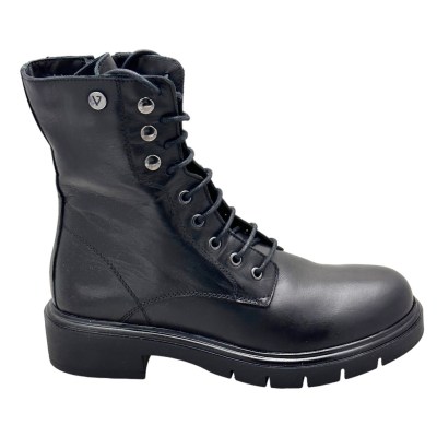 VALLEVERDE V49602 anfibio polacchino nero per donna ankle boot forma large lacci cerniera