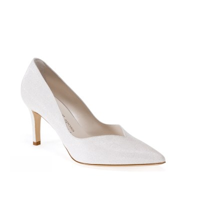 ELATA SPOSA S2003 scarpa per donna da sposa cerimonia ballo decoltè con scollo a cuore bianca brillantinata principessa