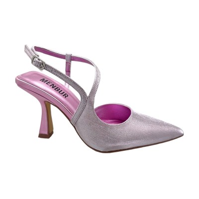 MENBUR 24767 scarpa sandalo slingback  per donna da cerimonia e ballo con  laccetti rosa metal
