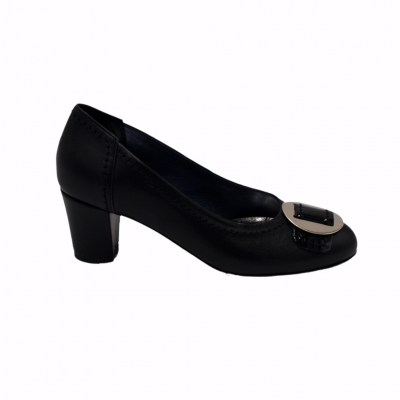 Angela Calzature Numeri Speciali special numbers Shoes black leather heel 5 cm