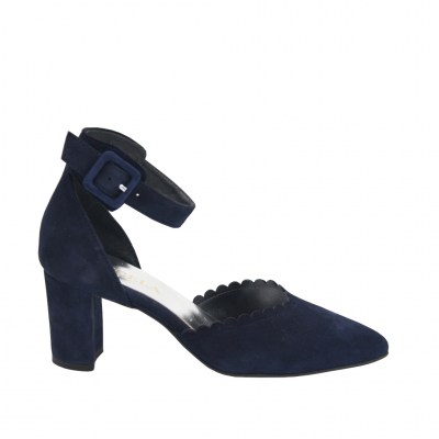 Angela Calzature special numbers Shoes Blue chamois heel 6 cm