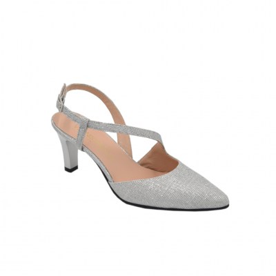 Soffice Sogno Elegance standard numbers Shoes Silver Fabric heel 6 cm