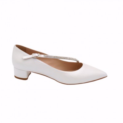 Angela calzature Sposa standard numbers Shoes White leather heel 3 cm