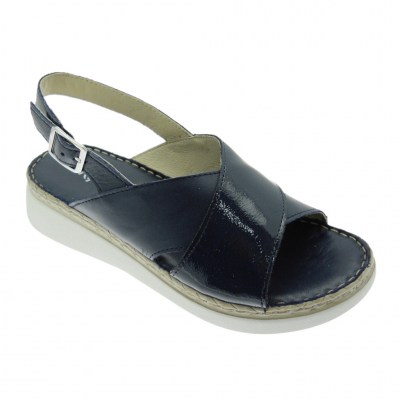 Riposella16206 sandalo blu incrociato  plantare memory soft
