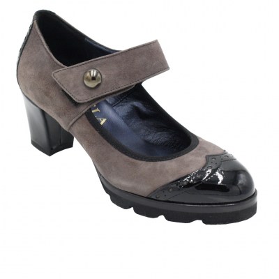 Angela Calzature Numeri Speciali special numbers Shoes Grey chamois heel 5 cm